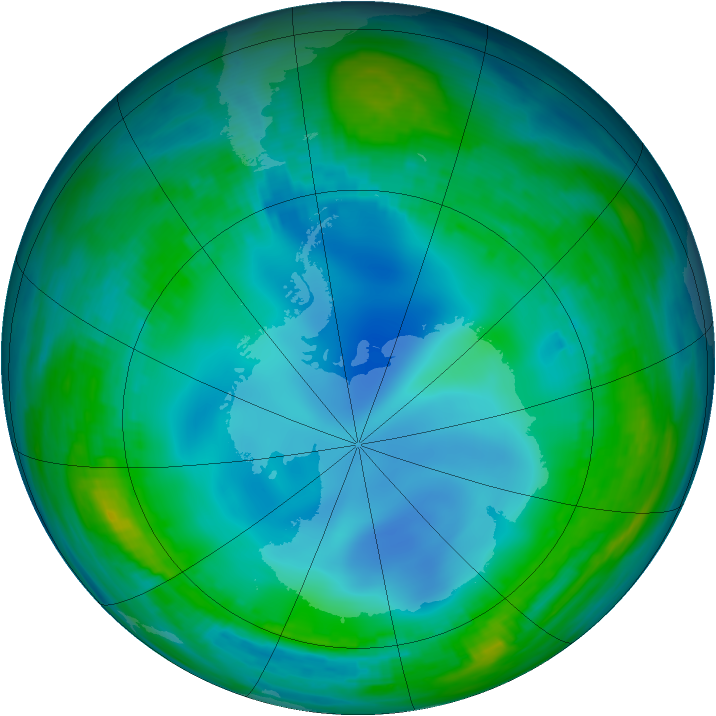 Antarctic ozone map for 25 May 1988